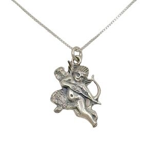 Vintage Sterling silver cupid cherub charm pendant - GM748